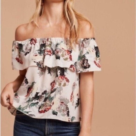 Aritzia Wilfred Silk Floral Off Shoulder Blouse - Picture 5 of 10